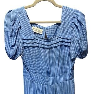 Vintage 70s Eklektic Dress Sz 8 Milkmaid Prairie Cottage Puff Sleeve Square Neck